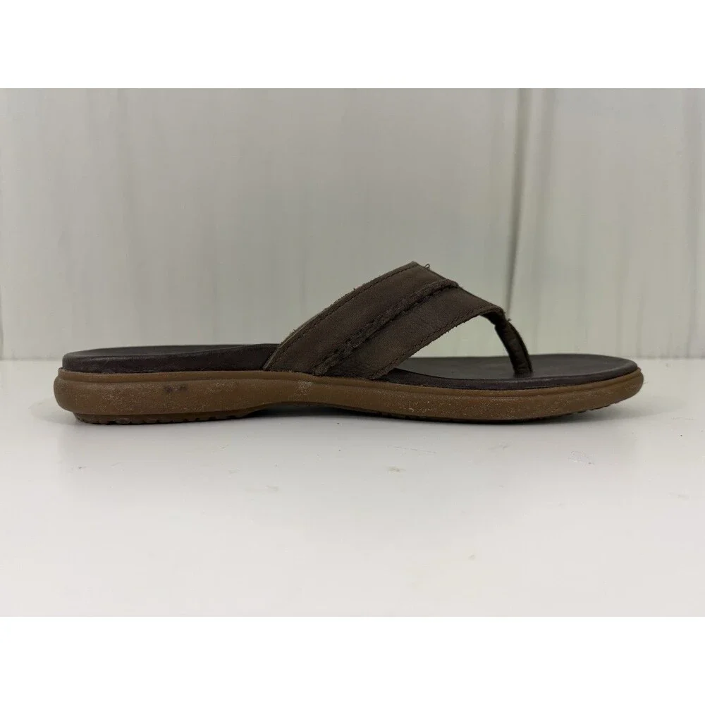 Ugg Australia Slip On Sandals Sz 11 Flip Flops Thongs Brown Leather Shoes